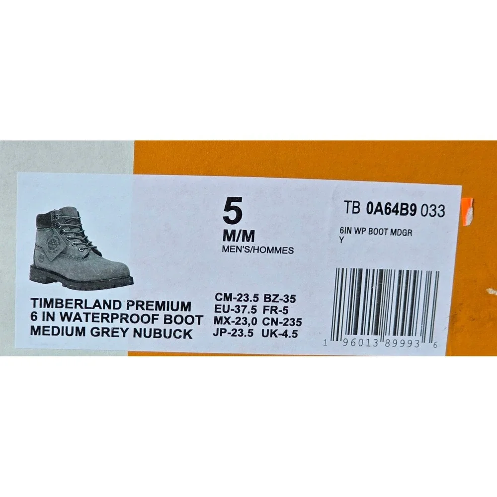 Timberland 6 Inch Premium Padded‎ Collar Gray Nubuck Leather Boots